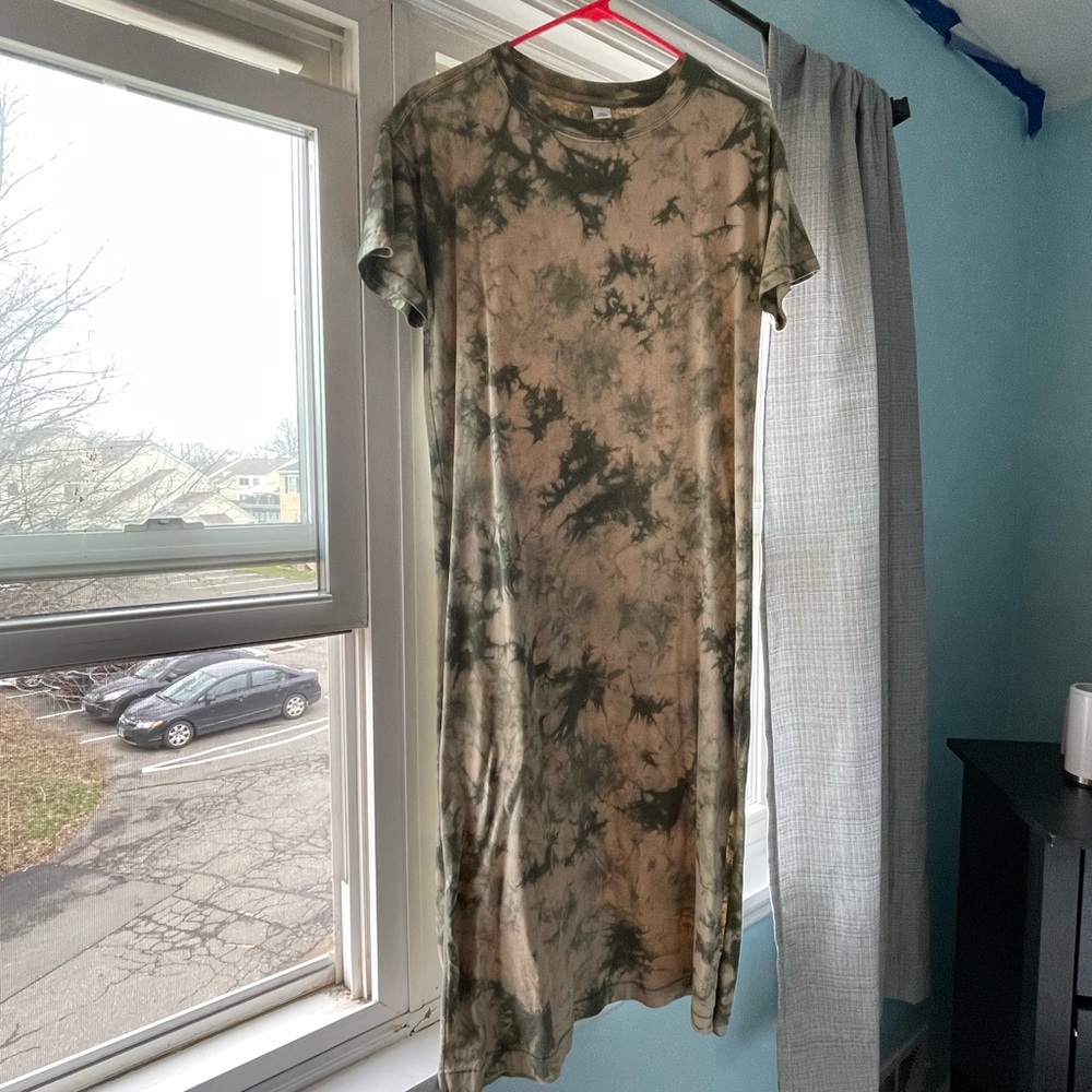 Summer Green Tie-Dye T-Shirt Dress